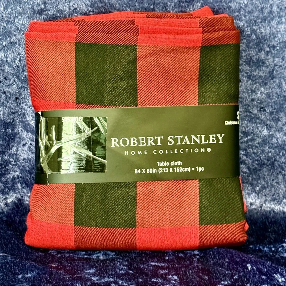 Robert Stanley Home‎ Collection Tablecloth Black & Red Buffalo Check 84